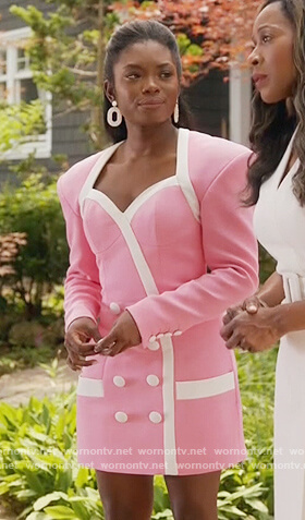 August's pink contrast double breasted dress on The Kings of Napa