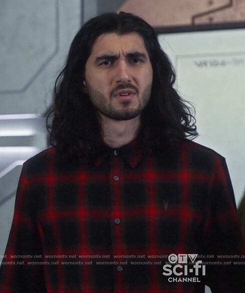 Behrad's black and red plaid shirt on Legends of Tomorrow