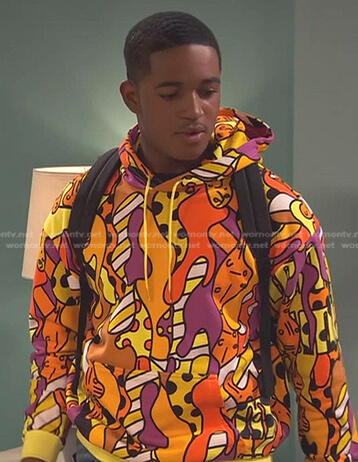 Booker's orange abstract print hoodie on Ravens Home