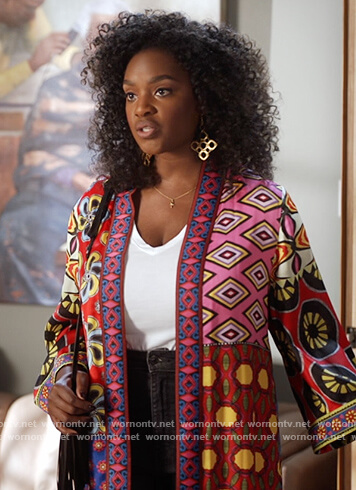 Bridgette's mixed print kimono on The Kings of Napa