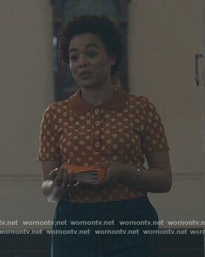 May's geometric print sweater on Killing Eve