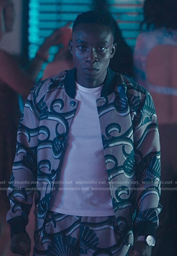 Carlton's shell print bomber jacket and pants set on Bel-Air
