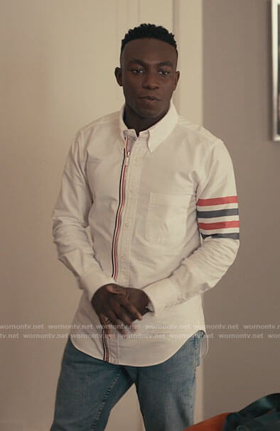 Carlton's zip front striped sleeve shirt on Bel-Air