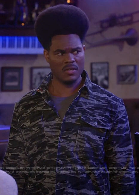 Carter's camo button down shirt on Call Me Kat