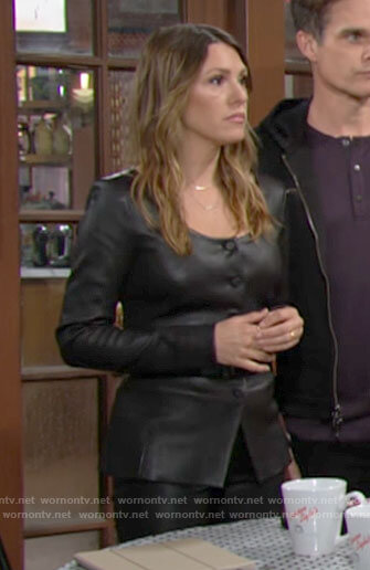 Chloe's leather button front top on The Young and the Restless