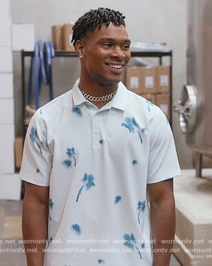 Christian's blue palm print polo on The Kings of Napa