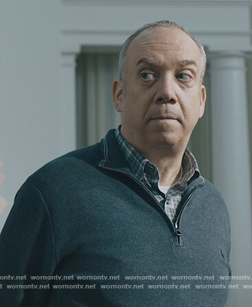 Chuck's gray half zip sweater on Billions