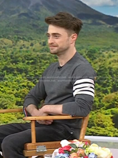 Daniel Radcliffe's grey striped-sleeve sweater on Today