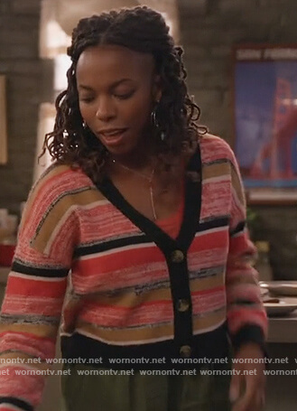 Denise's striped cardigan on Home Economics