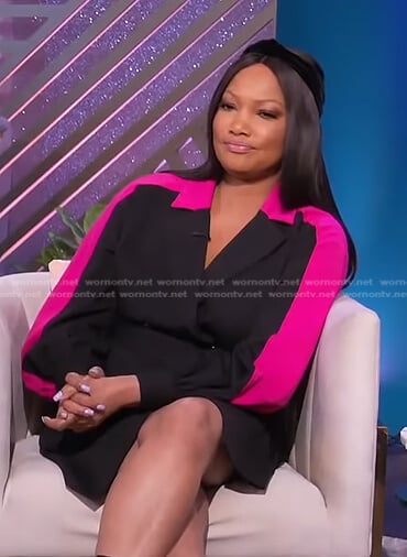 Garcelle's black and pink wrap dress on The Real