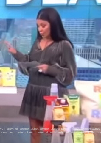 Gretta Monahan's velvet tie neck dress on The View
