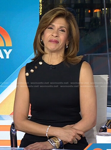 Hoda's black button detail sleeveless dress on Today