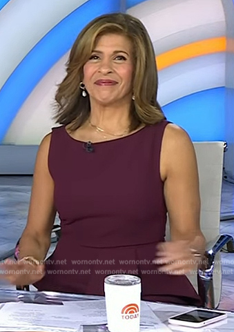 Hoda's burgundy peplum top and pants on Today