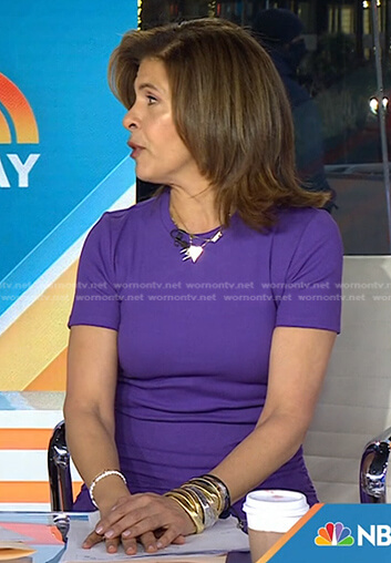 Hoda's purple ruched waist dress on Today