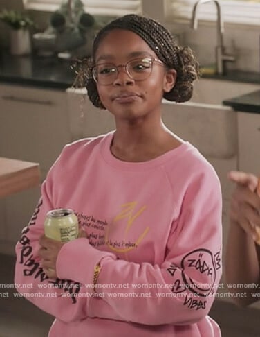 Diane's pink printed sweatshirt on Black-ish