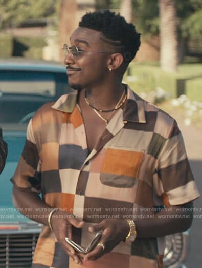 Jazz's brown patchwork print shirt on Bel-Air