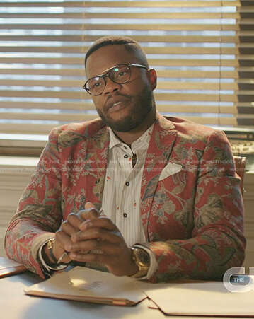 Jeff's red floral blazer on Dynasty