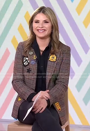 Jenna's brown plaid patch blazer on Today