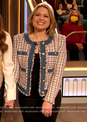Joanna Teplin's tweed jacket on The Drew Barrymore Show