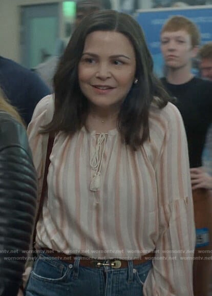 Jodie's striped tassel tie blouse on Pivoting