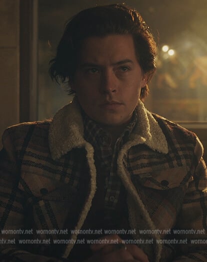 Jughead's brown plaid sherpa jacket on Riverdale
