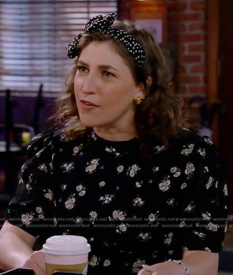 Kat's black daisy print dress on Call Me Kat