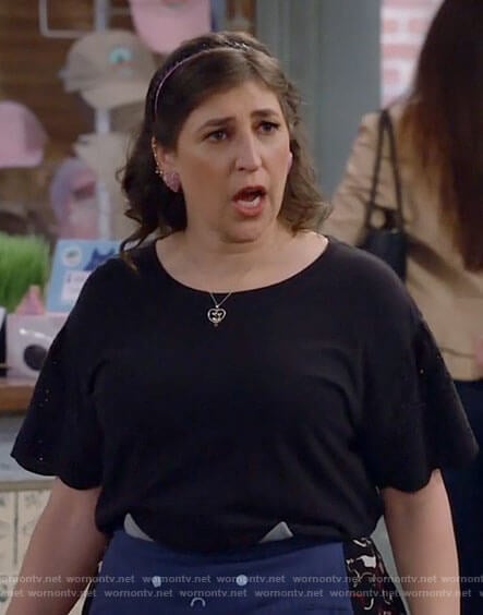 Kat's black eyelet sleeve top on Call Me Kat