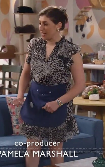 Kat's black and white mixed print dress on Call Me Kat