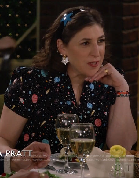 Kat's space print dress on Call Me Kat