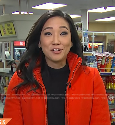 Kathy's red zip front jacket coat on Today