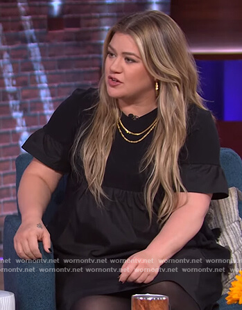 Kelly's black bell cuff mini dress on The Kelly Clarkson Show