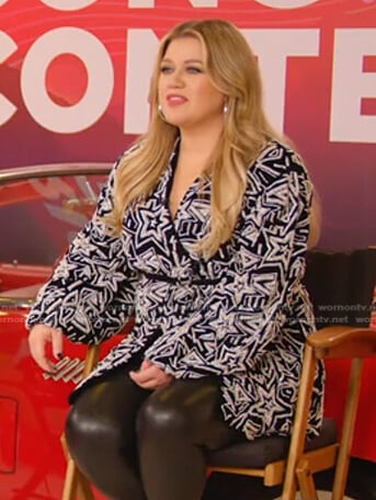 Kelly Clarkson's black embellished star wrap dress on Today