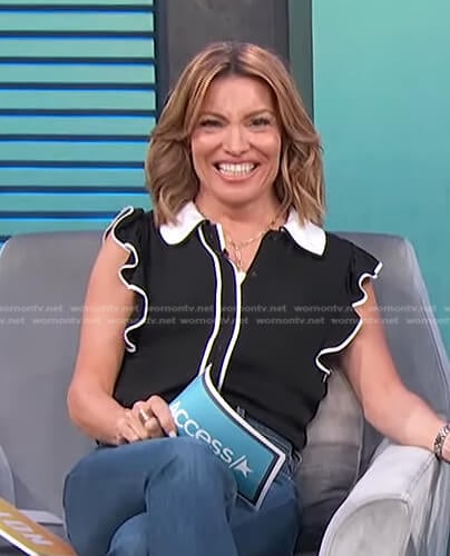 Kit's black ruffle top on Access Hollywood