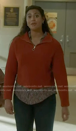Kylie's red zip neck sweater on Chicago Fire