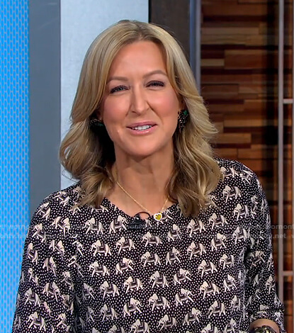Lara's black elephant print top on Good Morning America