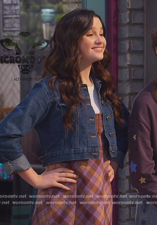 Lex's purple plaid mini dress on Side Hustle