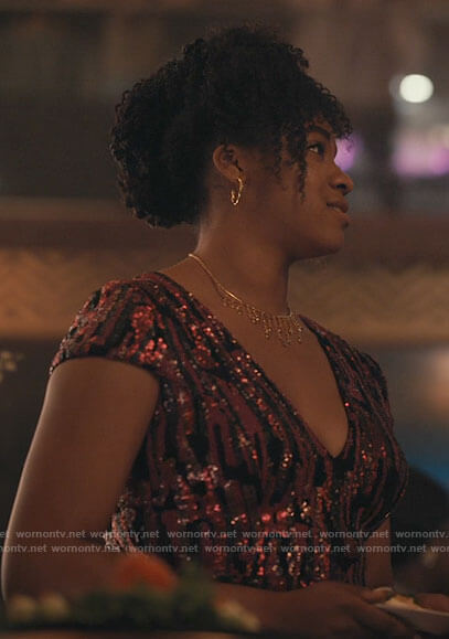 Lisa's pink sequin v-neck dress on Bel-Air