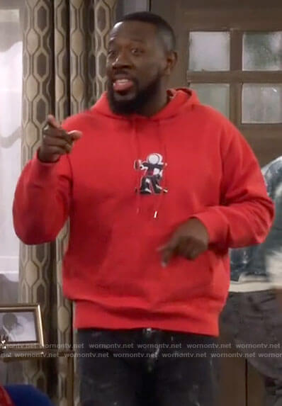 Malcolm's red hoodie on The Neighborhood