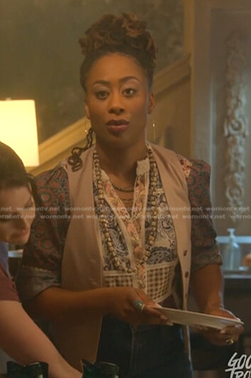 Malika's patchwork blouse on Good Trouble