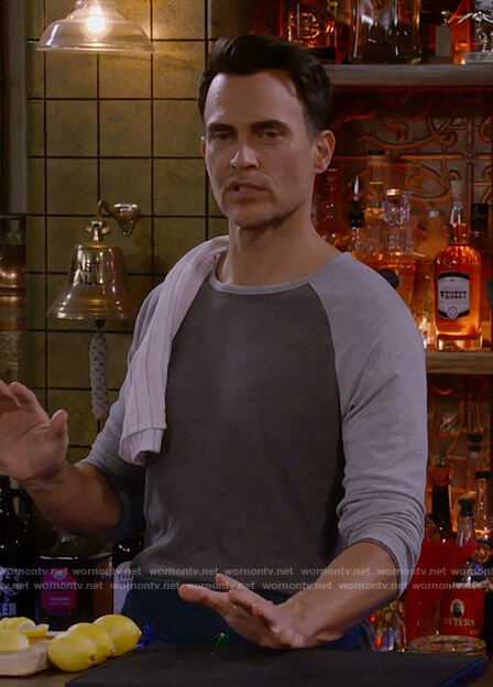 Max's grey raglan tee on Call Me Kat