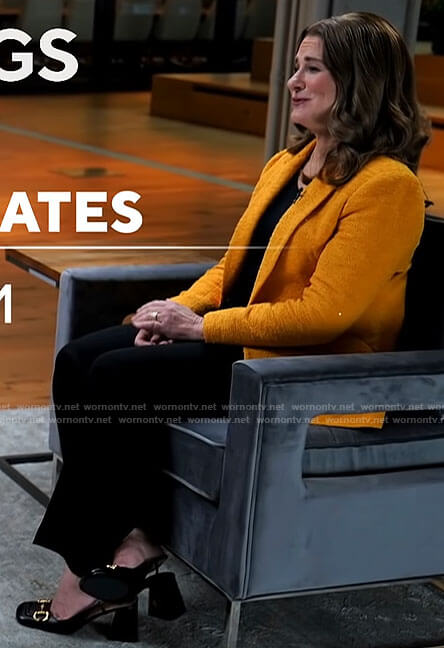 Melinda French Gates's yellow tweed blazer on CBS Mornings