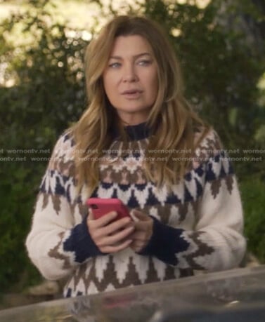 Meredith's white fair isle sweater on Greys Anatomy