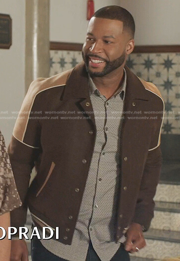 Michael’s brown varsity jacket on Dynasty