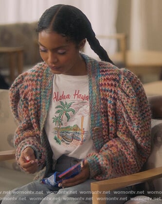 Zoey's marled puff sleeve sweater on Grown-ish