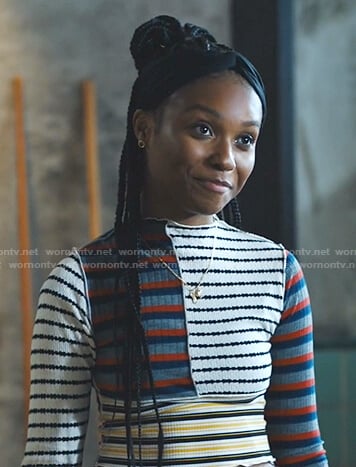 Naomi's mixed stripe top on Naomi