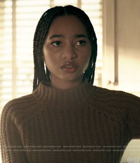 Natalie's brown mock-neck sweater on Superman and Lois
