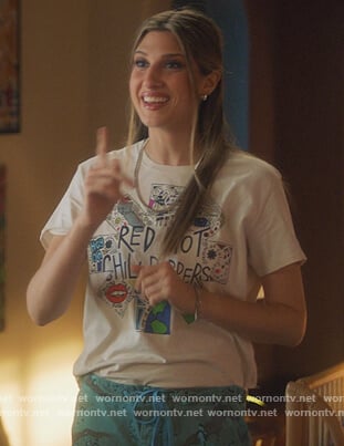 Nomi's white Red Hot Chili Peppers graphic tee on Grown-ish