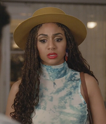 Patience's tie dye sleeveless top on All American