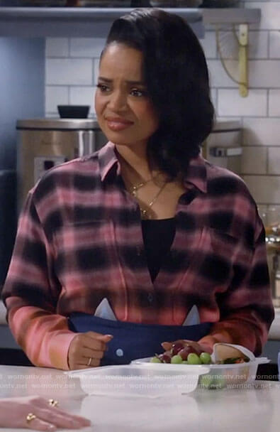 Randi's pink ombre plaid shirt on Call Me Kat