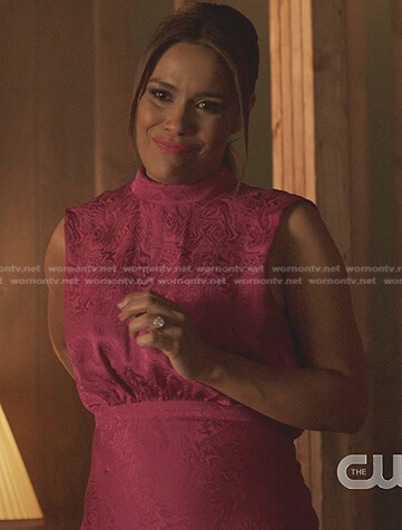 Rita's pink sleeveless mock neck dress on Dynasty